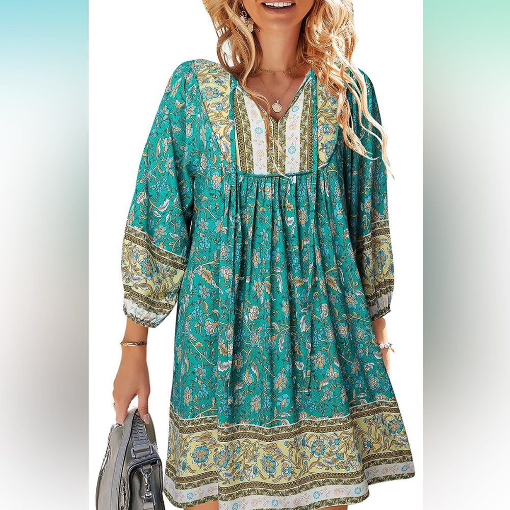 TEMOFON Women's Boho Mini Dress